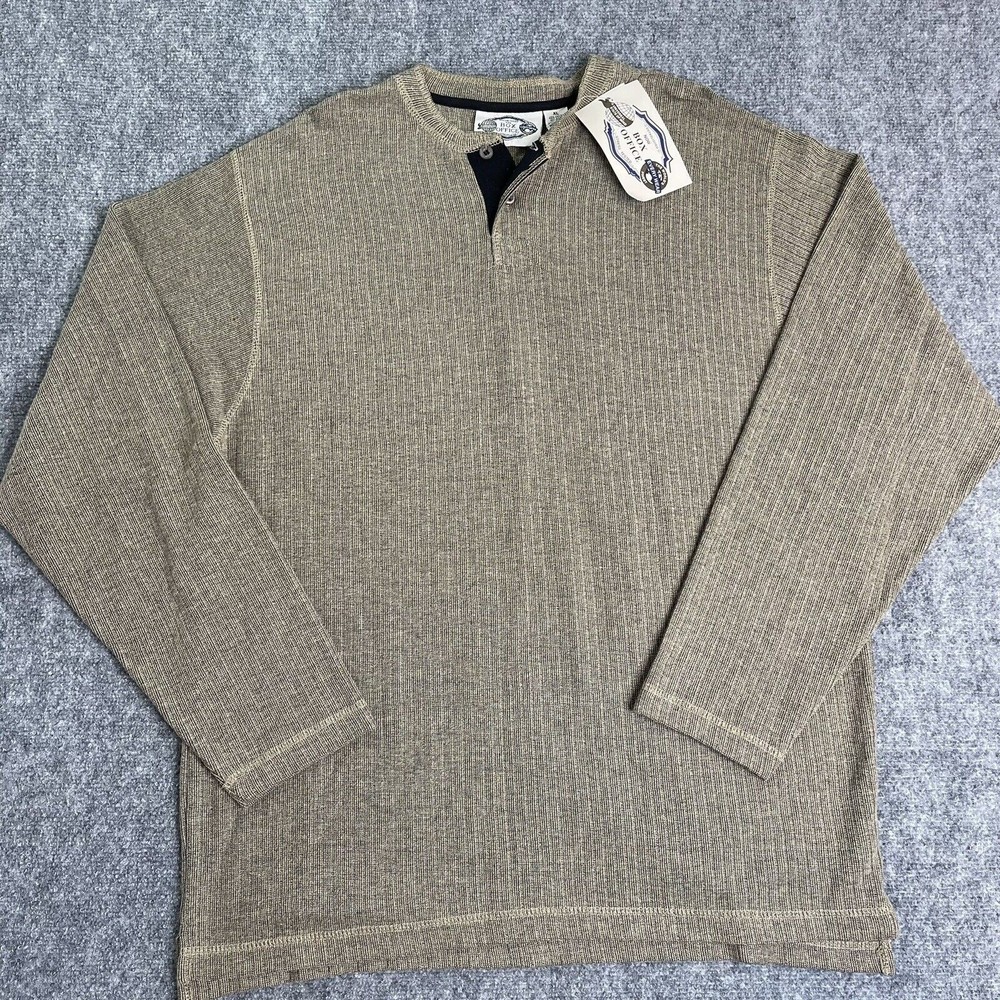 Box Office Sweater Mens XL Long Sleeved Wide Ribbed Button Henley NEW With Tags
